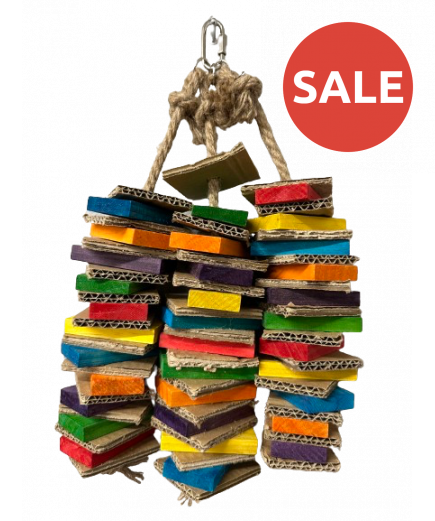 Parrot-Supplies Stacks Of Shredding Trio Medium Card & Wood Parrot Toy